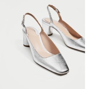 Zara silver sling back heels